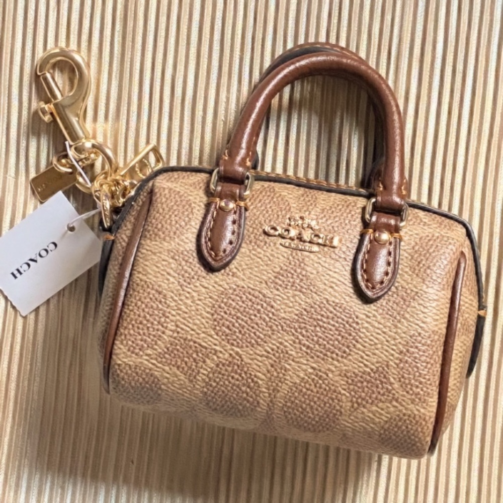COACH Mini Rowan Signature Canvas Bag Charm Coin Purse